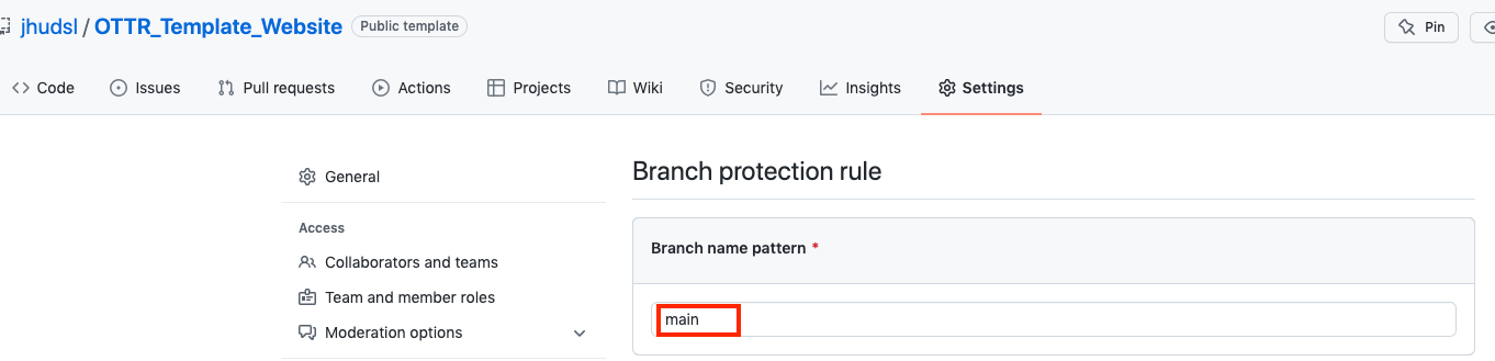 adding main branch rule